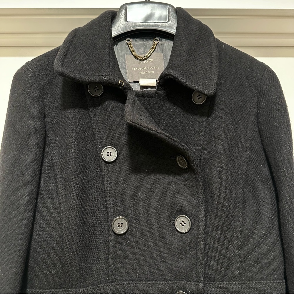 J. Crew Classic Wool Nello Gori Peacoat Jacket Coat Black Size 2 - Picture 3 of 14